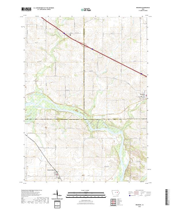 Brandon, IA — USGS 7.5-minute topo (2022)