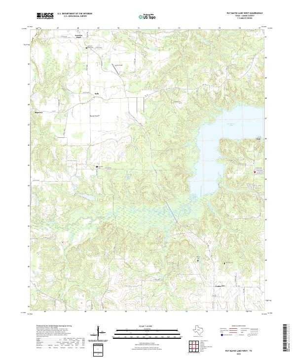 Pat Mayse Lake West, TX — USGS 7.5-minute topo (2022)