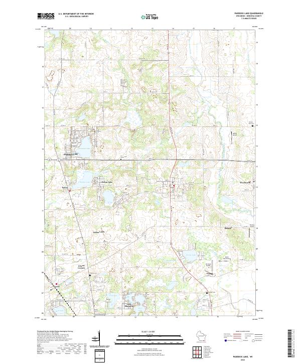 Paddock Lake, WI — USGS 7.5-minute topo (2022)
