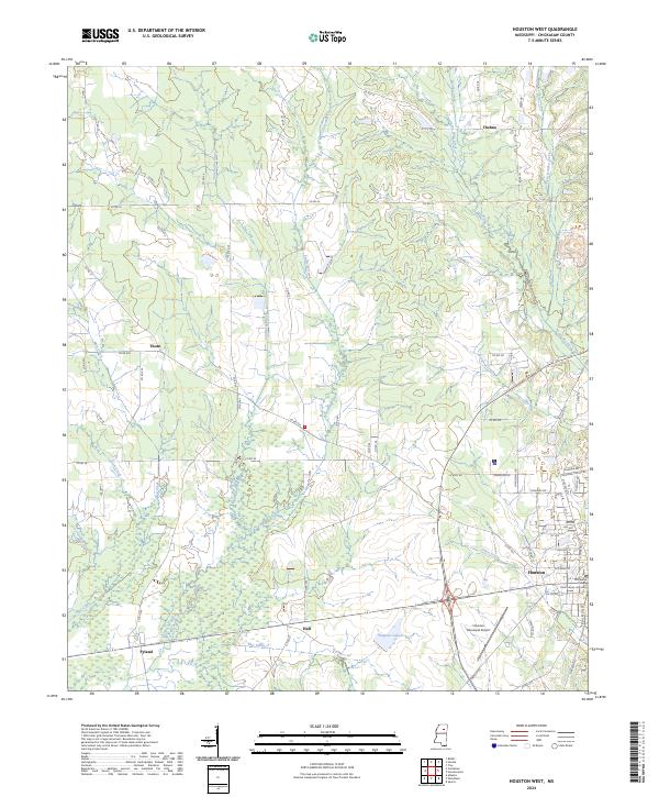 Houston West, MS — USGS 7.5-minute topo (2024)
