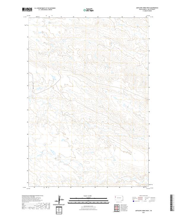 Antelope Creek West, SD — USGS 7.5-minute topo (2021)