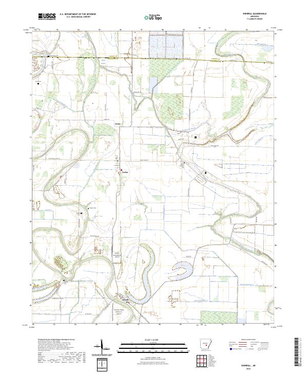 Sherrill, AR — USGS 7.5-minute topo (2024)