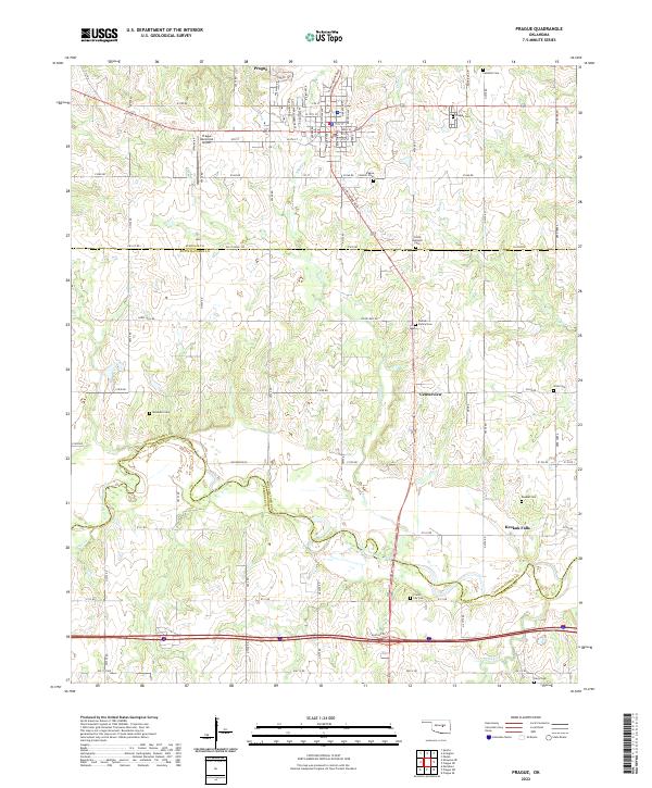 Prague, OK — USGS 7.5-minute topo (2022)