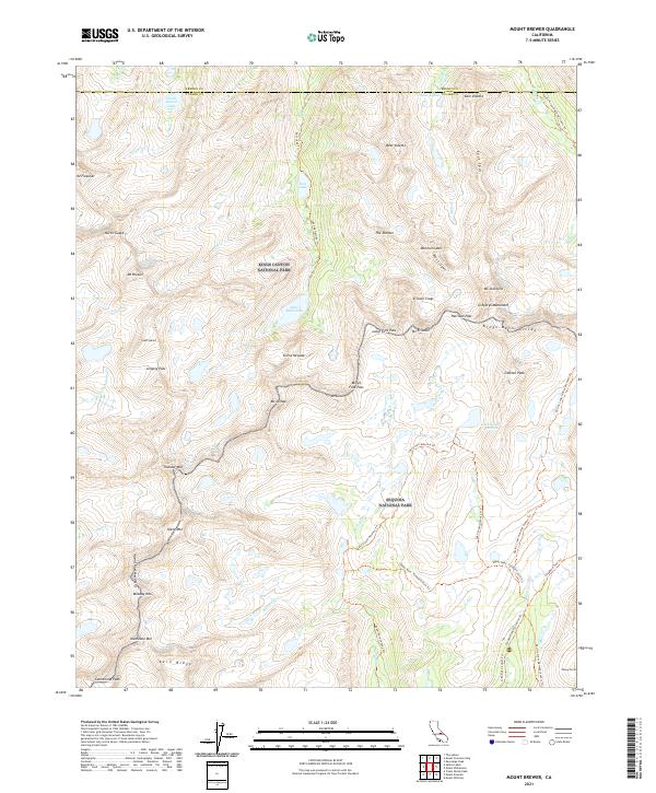 Mount Brewer, CA — USGS 7.5-minute topo (2021)