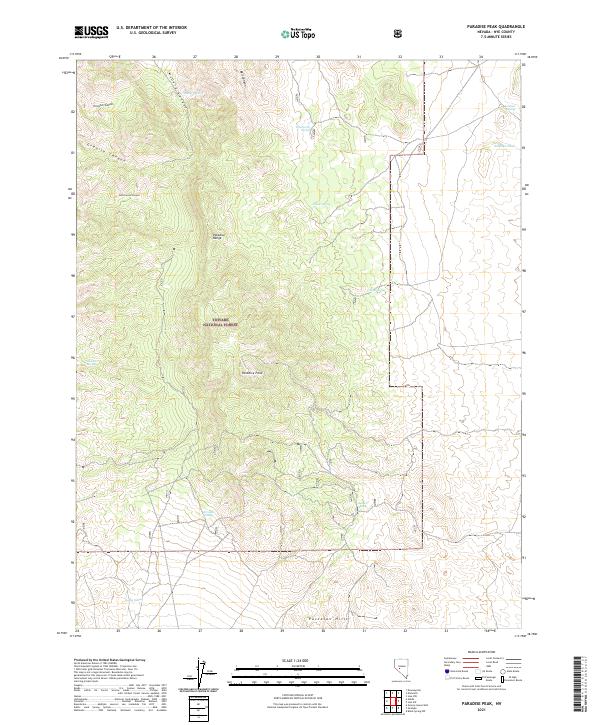 Paradise Peak, NV — USGS 7.5-minute topo (2021)