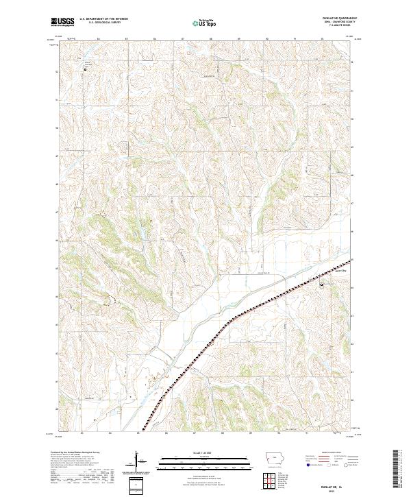 Dunlap NE, IA — USGS 7.5-minute topo (2022)