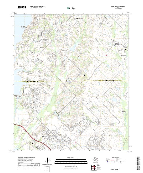 Forney North, TX — USGS 7.5-minute topo (2022)