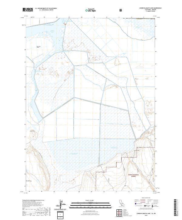 Lower Klamath Lake, CA-OR — USGS 7.5-minute topo (2022)