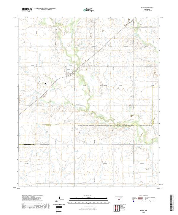 Faxon, OK — USGS 7.5-minute topo (2022)