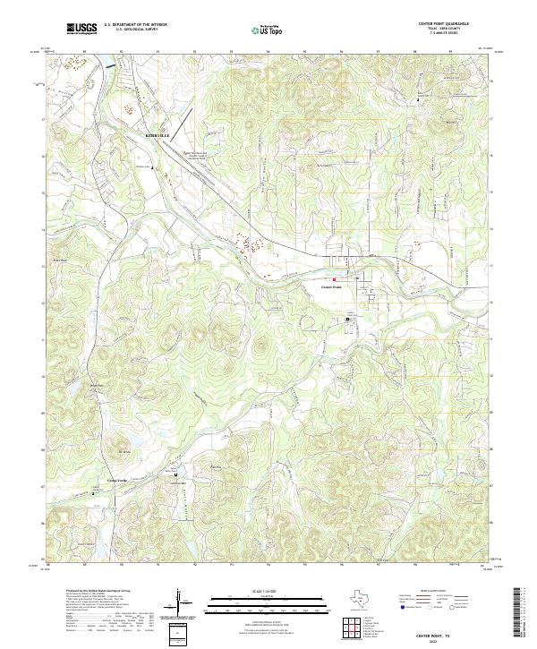 Center Point, TX — USGS 7.5-minute topo (2022)