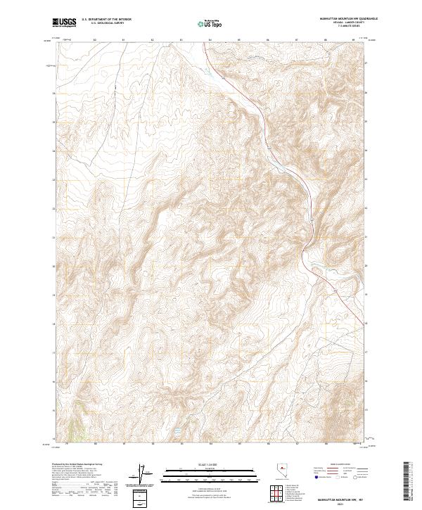 Manhattan Mountain NW, NV — USGS 7.5-minute topo (2021)