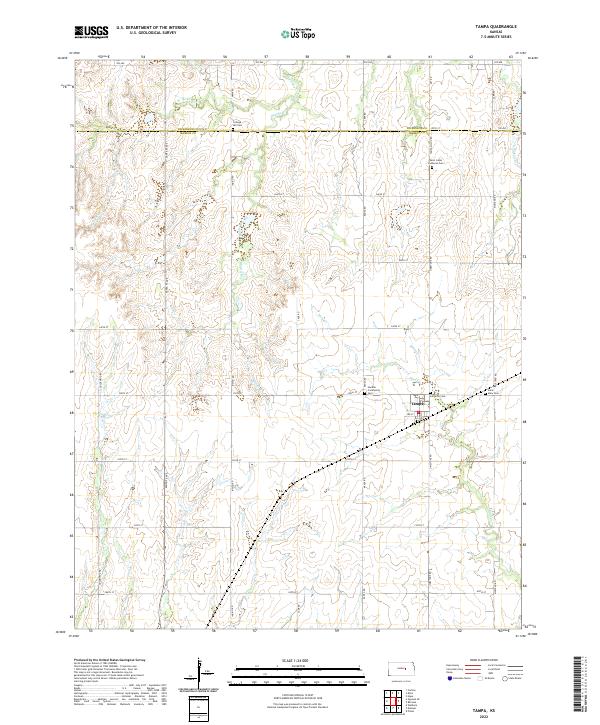 Tampa, KS — USGS 7.5-minute topo (2022)