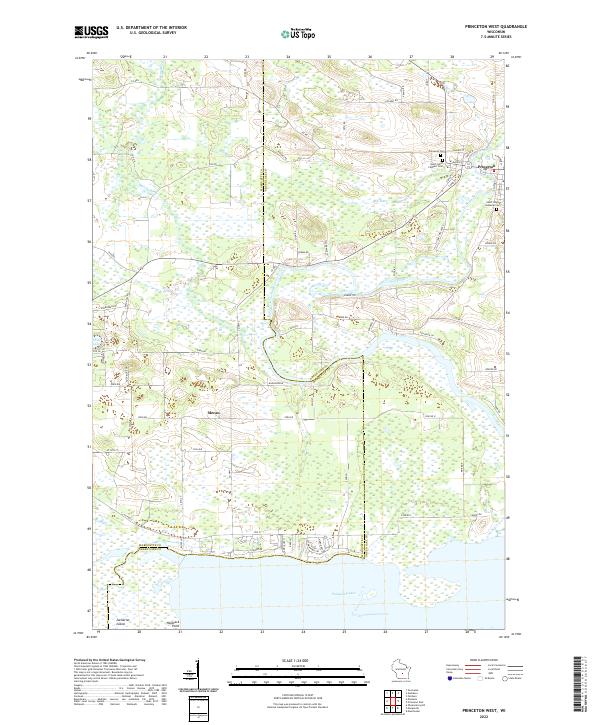 Princeton West, WI — USGS 7.5-minute topo (2022)
