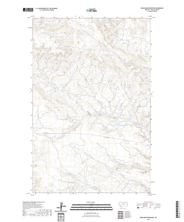 Bison Bone Reservoir, MT — USGS 7.5-minute topo (2024)