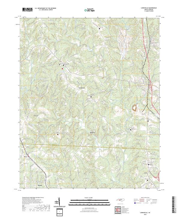 Lowesville, NC — USGS 7.5-minute topo (2022)