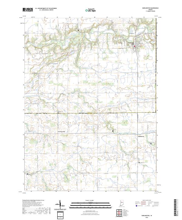 Burlington, IN — USGS 7.5-minute topo (2022)