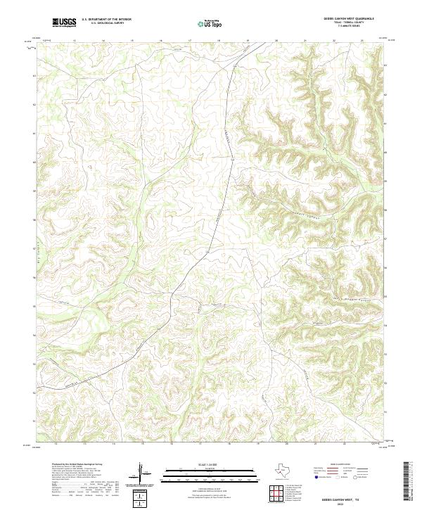Geddis Canyon West, TX — USGS 7.5-minute topo (2022)