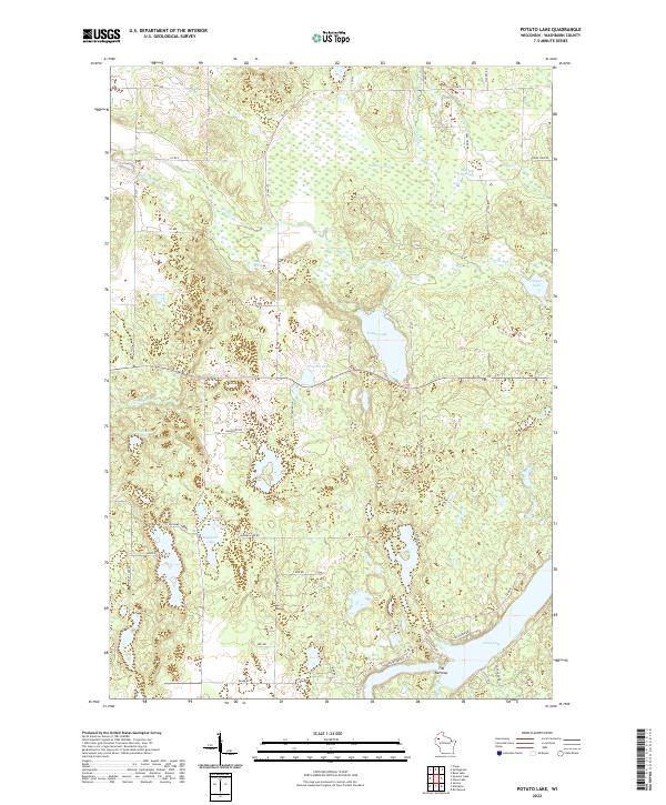 Potato Lake, WI — USGS 7.5-minute topo (2022)