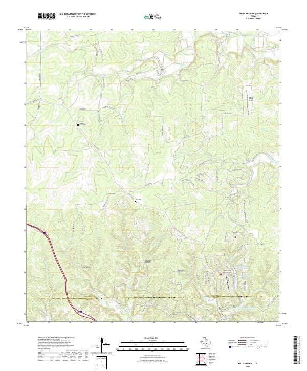 Nott Branch, TX — USGS 7.5-minute topo (2022)