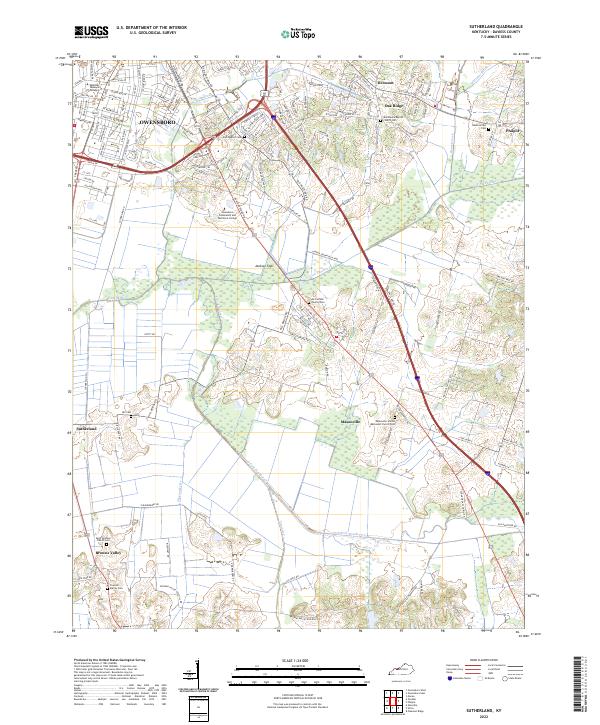 Sutherland, KY — USGS 7.5-minute topo (2022)