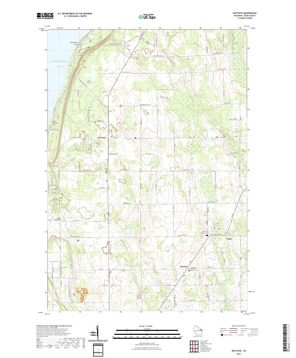 Institute, WI — USGS 7.5-minute topo (2022)