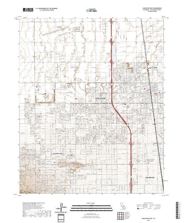 Lancaster West, CA — USGS 7.5-minute topo (2022)