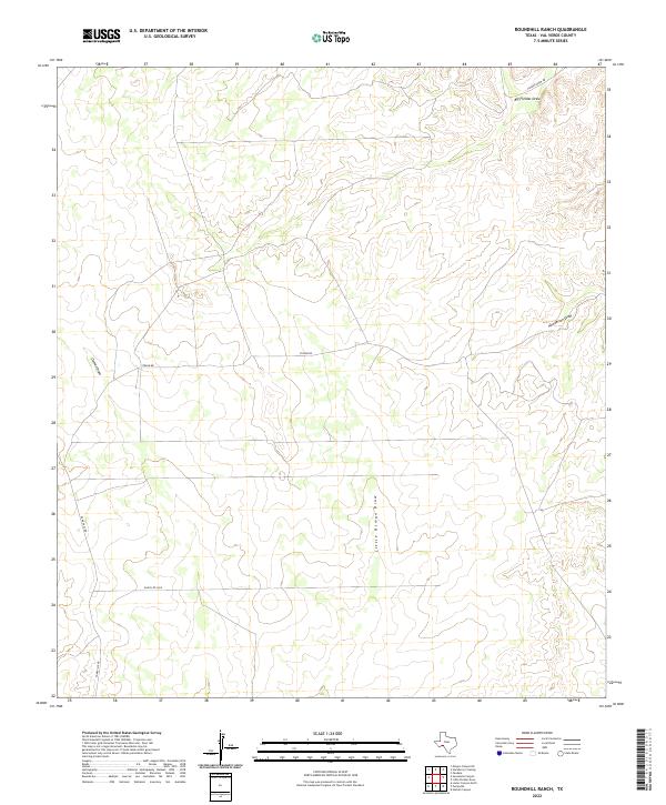Roundhill Ranch, TX — USGS 7.5-minute topo (2022)