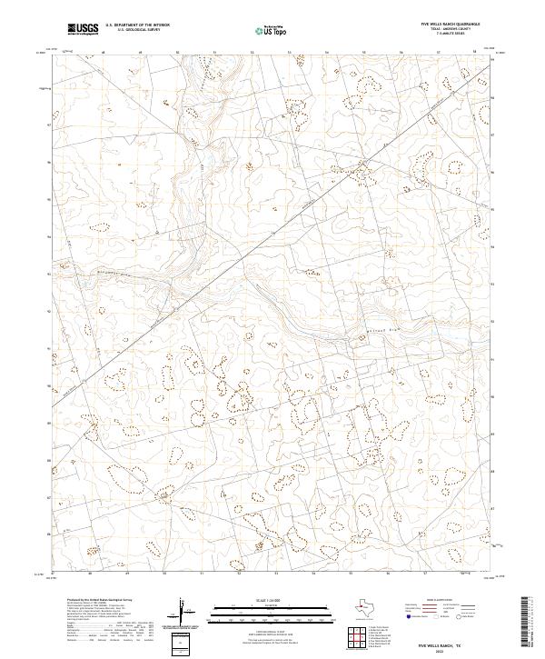 Five Wells Ranch, TX — USGS 7.5-minute topo (2022)