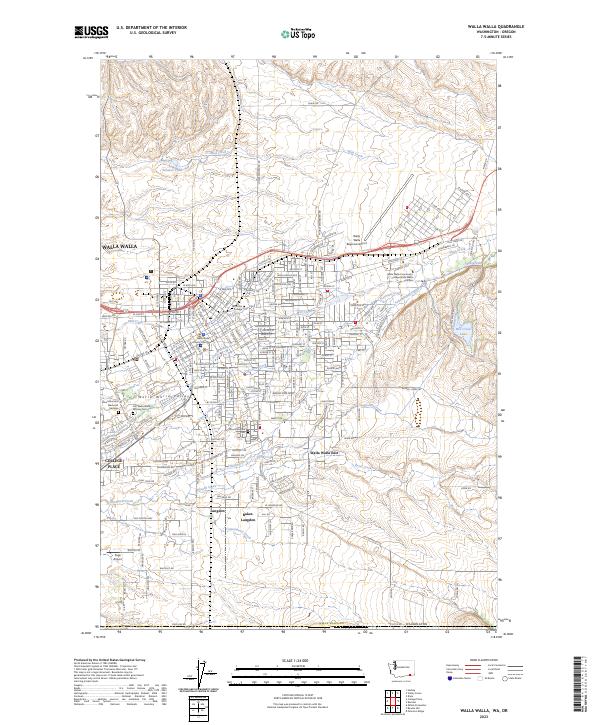 Walla Walla, WA-OR — USGS 7.5-minute topo (2023)