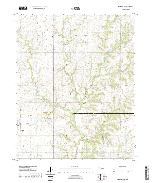 Marshall East, OK — USGS 7.5-minute topo (2022)