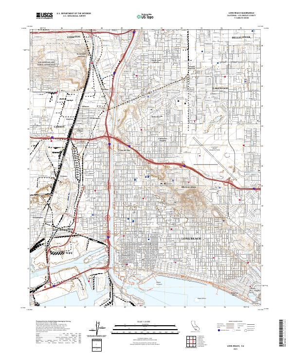 Long Beach, CA — USGS 7.5-minute topo (2021)