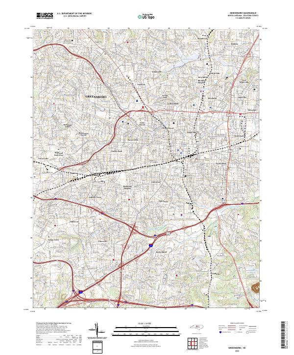 Greensboro, NC — USGS 7.5-minute topo (2022)