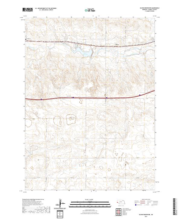 Oliver Reservoir, NE — USGS 7.5-minute topo (2021)