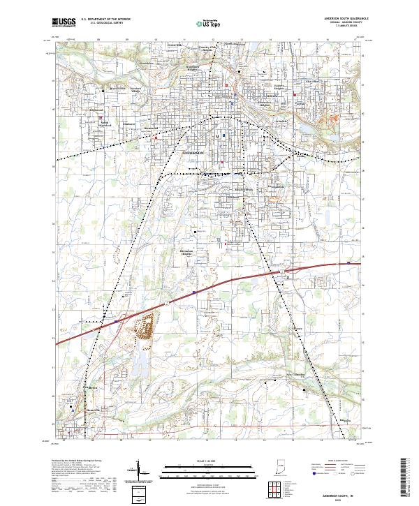 Anderson South, IN — USGS 7.5-minute topo (2022)