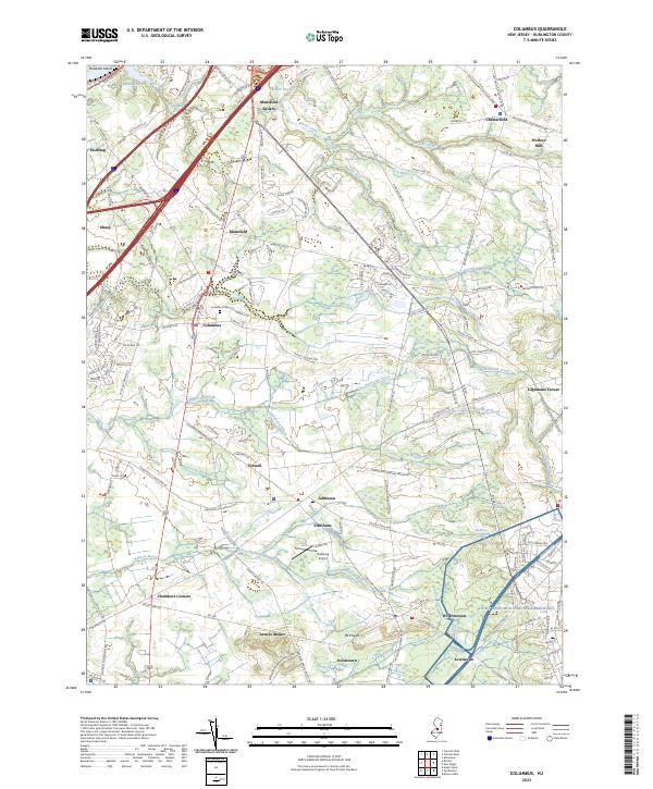 Columbus, NJ — USGS 7.5-minute topo (2023)