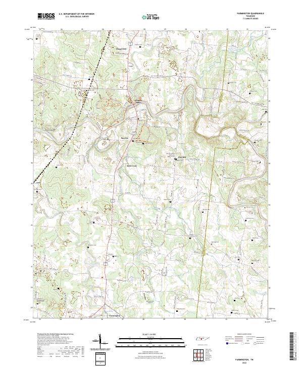 Farmington, TN — USGS 7.5-minute topo (2022)