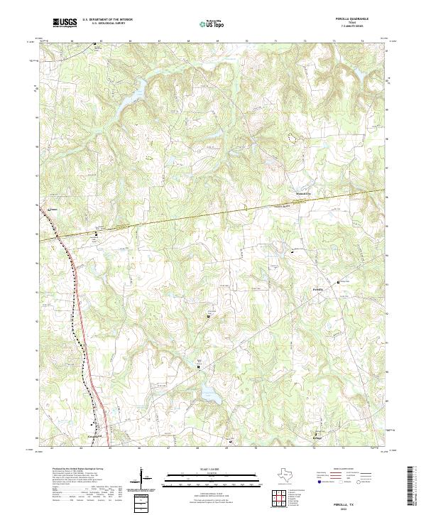 Percilla, TX — USGS 7.5-minute topo (2022)