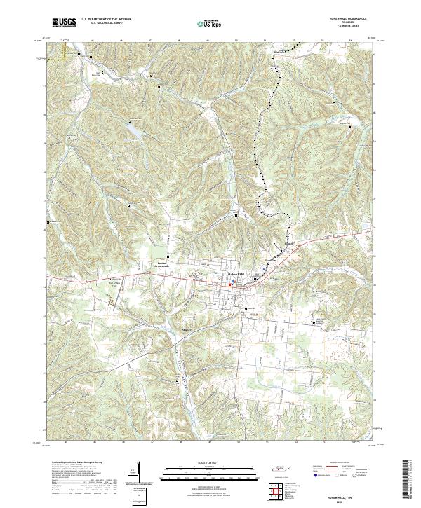 Hohenwald, TN — USGS 7.5-minute topo (2022)