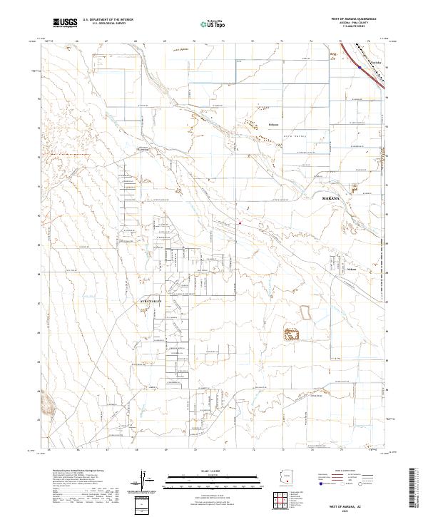 West of Marana, AZ — USGS 7.5-minute topo (2021)