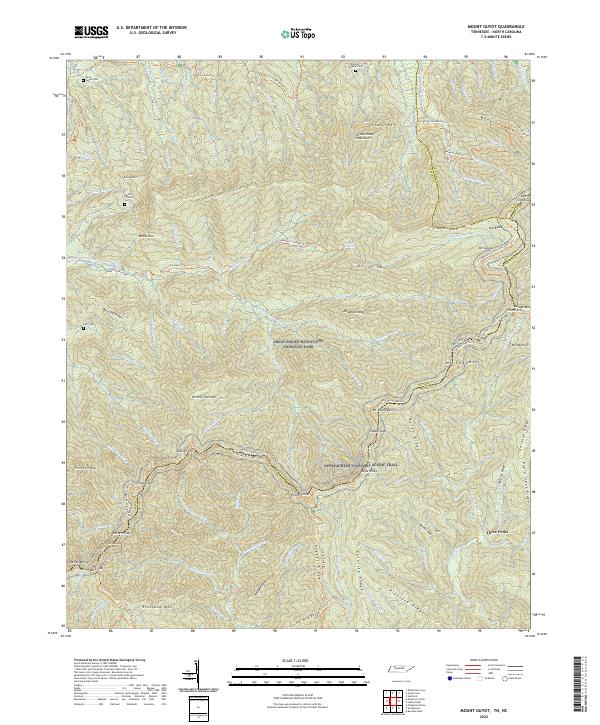 Mount Guyot, TN-NC — USGS 7.5-minute topo (2022)