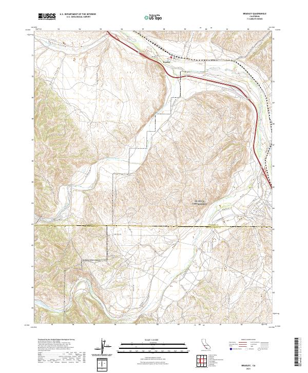 Bradley, CA — USGS 7.5-minute topo (2021)