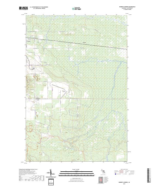 Roberts Corner, MI — USGS 7.5-minute topo (2023)