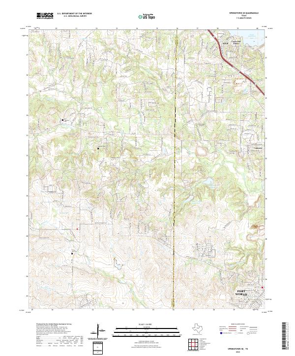 Springtown SE, TX — USGS 7.5-minute topo (2022)