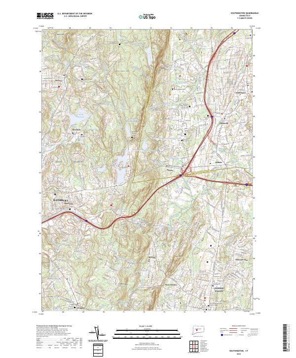 Southington, CT — USGS 7.5-minute topo (2024)