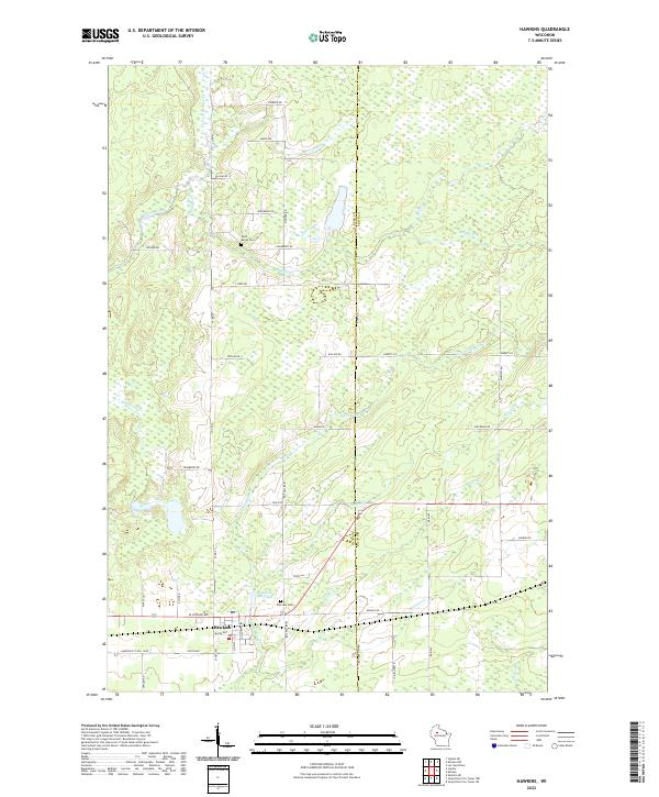 Hawkins, WI — USGS 7.5-minute topo (2022)