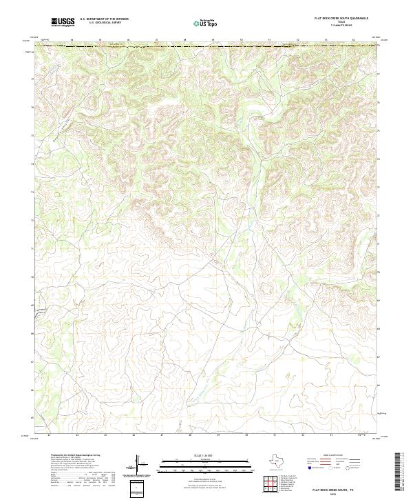 Flat Rock Creek South, TX — USGS 7.5-minute topo (2022)