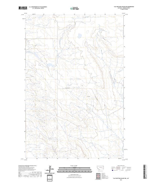 Flat Bottom Coulee NW, MT — USGS 7.5-minute topo (2024)