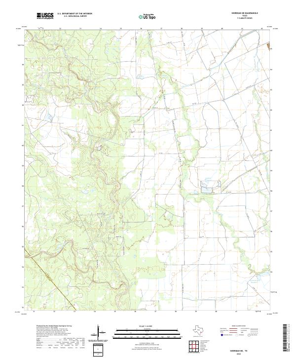 Sheridan NE, TX — USGS 7.5-minute topo (2022)