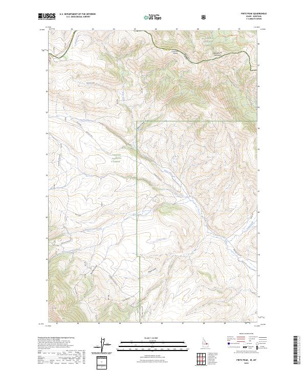 Fritz Peak, ID-MT — USGS 7.5-minute topo (2023)