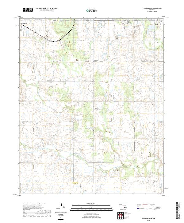 Post Oak Creek, OK — USGS 7.5-minute topo (2022)